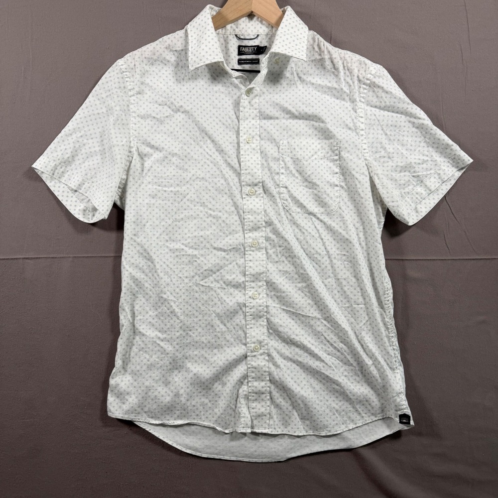 Faherty Reserve The Movement Shirt Mens Medium White Blue Floral MWS2330